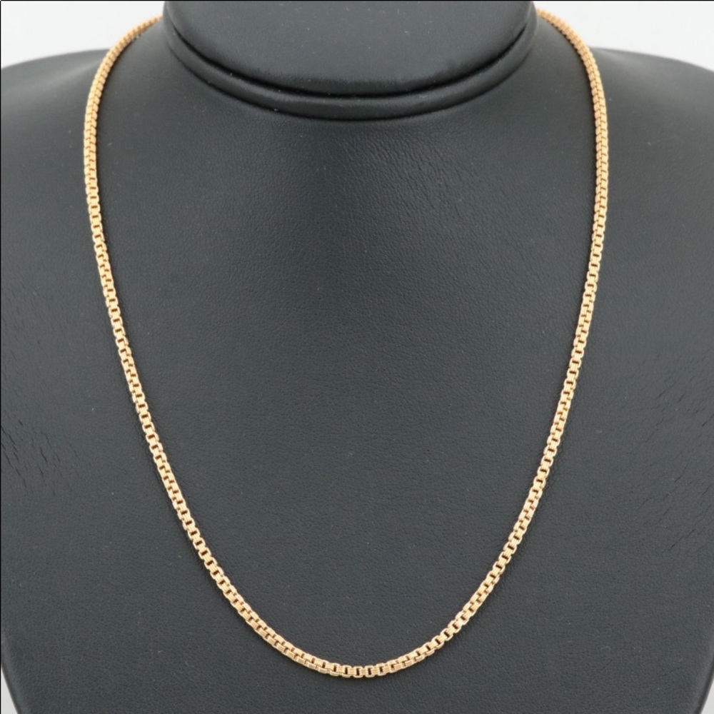 18k solid yellow gold triple box link chain